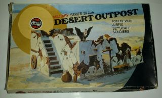 1/32 Airfix Desert Outpost.  1st Issue 1975.  Worn Box,  Kit.