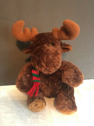 Princess Soft Toys Christmas Moose 7” Stuffed Animal Bean Bag Tush With Scarf