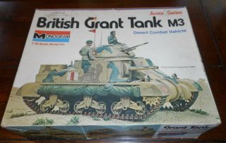 Monogram 7535 British Grant Tank M3 (armor Series) 1/32 Scale Unbuilt 1973