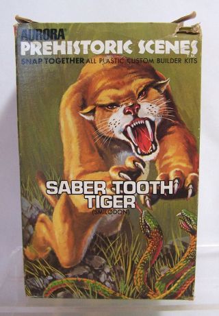 1971 Aurora Prehistoric Scenes Saber - Tooth Tiger Model Kit w/Instructions 3