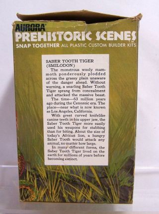 1971 Aurora Prehistoric Scenes Saber - Tooth Tiger Model Kit w/Instructions 4