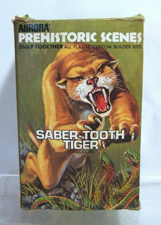 1971 Aurora Prehistoric Scenes Saber - Tooth Tiger Model Kit w/Instructions 5