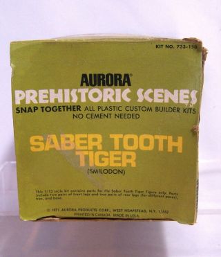 1971 Aurora Prehistoric Scenes Saber - Tooth Tiger Model Kit w/Instructions 7