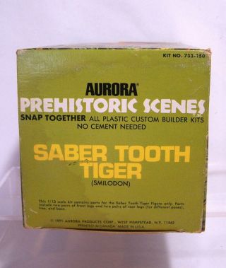 1971 Aurora Prehistoric Scenes Saber - Tooth Tiger Model Kit w/Instructions 8