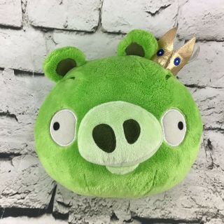 Angry Birds King Pig Plush Green Bad Guy W/crown Gamer Stuffed Toy - No Sound