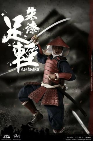 Coomodel Japanese Samurai Warrior Red Armor Ashigaru 1/12 Action Figure Model