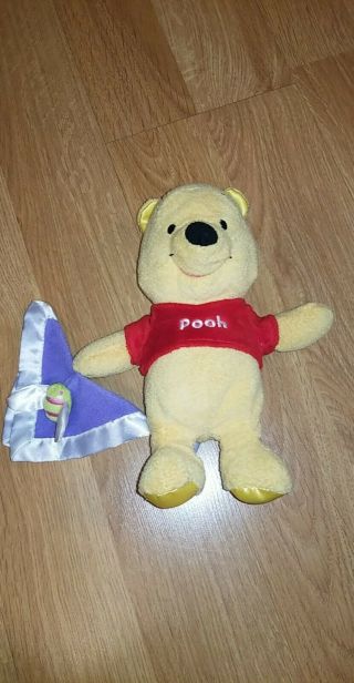 Disney Winnie The Pooh Stuffed Plush Animal Toy Baby Rattle 10 " Lovey