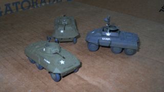 ROCO MINITANKS - WWII - US GREYHOUNDS - 3ea.  - RECON PLATOON PAINTED & DECALED 2