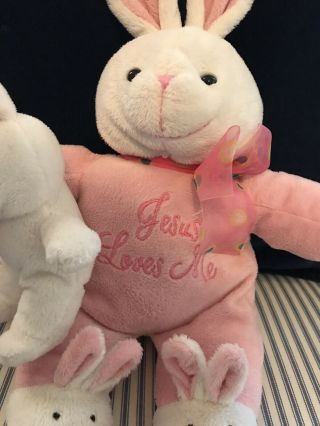 Dan Dee Collector ' s Choice Plush 16” Pink Easter Bunny Rabbit Jesus Loves Me EUC 5