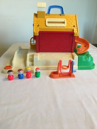 Vintage Fisher Price Little People School House Playground