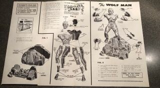 1962 AURORA WOLFMAN MODEL KIT INSTRUCTION SHEET 2