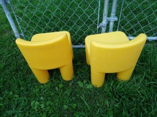 Vintage LITTLE TIKES Child Size Chunky Yellow Chairs set of 2 2