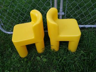 Vintage LITTLE TIKES Child Size Chunky Yellow Chairs set of 2 5