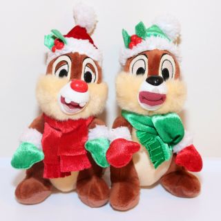 ❤️11” Disney Parks Chip And Dale Christmas Santa Chipmunk Plush Happy Holidays❤️