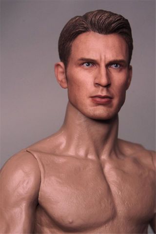1/6 Scale Captain America Male Head Sculpt Steve Rogers F 12  Action Figures