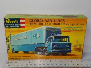 1/87 HO SCALE REVELL GLOBAL VAN LINES TRACTOR & TRAILER UNSEALED MODEL KIT 2