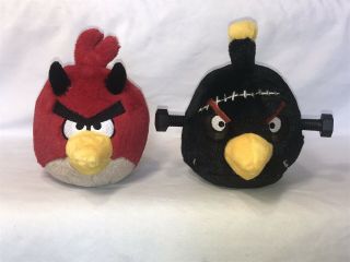 Angry Birds 5” Rovio Black Bomb Frankenstein Red Cardinal Devil Plush Halloween