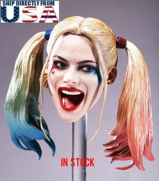 1/6 Custom Harley Quinn Head Sculpt Suicide Squad For Phicen Female Figure Usa