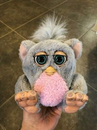 Vintage 2005 Furby Baby Grey And Pink Tiger Electronics Rubber Feet