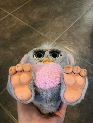 Vintage 2005 Furby Baby Grey And Pink Tiger Electronics Rubber Feet 3