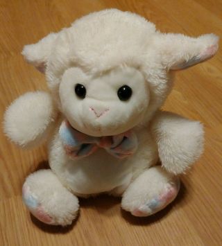 Kellytoy Sheep Lamb Plush With Colored Bow Tie Feet Ears 7 " -