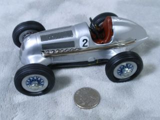 Schuco Studio 1050 Clockwork Made In Germany Silver Wind Up Car Tin Toy Tinplate