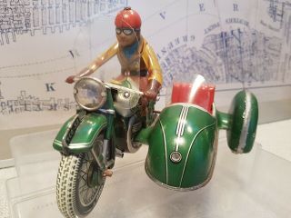 Tin toy TIPPCO TCO - 59 Motorcycle with sidecar - Wind up - Germany 2
