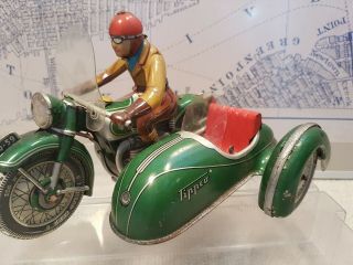 Tin toy TIPPCO TCO - 59 Motorcycle with sidecar - Wind up - Germany 4