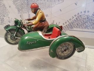 Tin toy TIPPCO TCO - 59 Motorcycle with sidecar - Wind up - Germany 5
