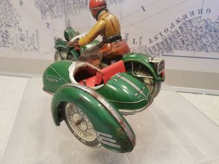 Tin toy TIPPCO TCO - 59 Motorcycle with sidecar - Wind up - Germany 6