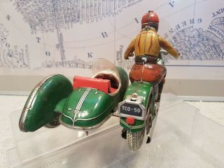 Tin toy TIPPCO TCO - 59 Motorcycle with sidecar - Wind up - Germany 8