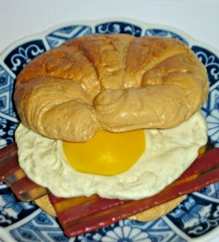Realistic Fake Food Bacon & Egg Croissant Breakfast Sandwich Play Food Props Mtc