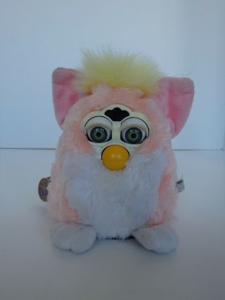 Furby Babies 1999 Pink White And Yellow With Green Eyes Well.