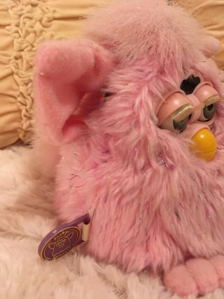 Rare Pink Shiny Crystal Glitter Fur Furby Baby 1999 3