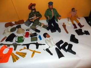2 Vintage Gi Joe 1964 Action Soldier With Extra Outfits & Accessories