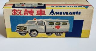 Vintage Tin Toy Ambulance Friction Drive Art No.  Mf 716 Made In China