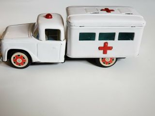 Vintage Tin Toy Ambulance Friction Drive Art No.  MF 716 Made in China 2
