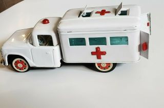 Vintage Tin Toy Ambulance Friction Drive Art No.  MF 716 Made in China 8