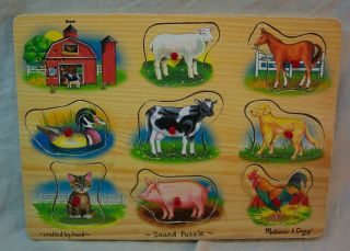 Melissa & Doug Farm Animals 8 Piece Peg Puzzle With Sound