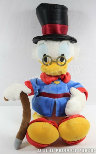 Disney Store Ducktales Uncle Scrooge Mcduck Glasses & Cane 18 " Stuffed Plush Toy