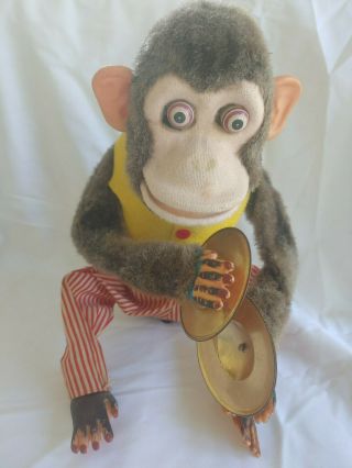 Vintage Antique Musical Jolly Chimp Circus Carnival Monkey Toy With Cymbals