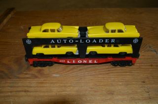 Postwar Lionel 6414 Evans Auto Loader With 4 Yellow / Gray Bumper Autos