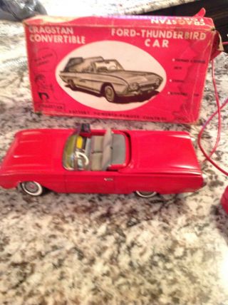 Vintage Japan Tin Toy Ford Thunderbird Cragstan Convertible Car Model Remote Box