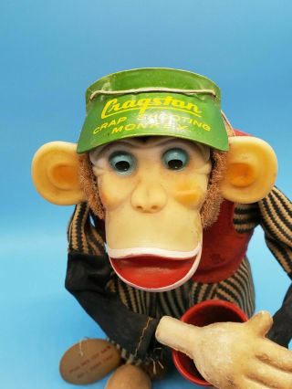 Cragstan " Crap Shooting Monkey " C.  1950s Battery Operated Vintage Toy