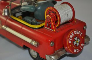 FIRE CHIEF CAR,  Japan (T.  N Nomura) vintage tin battery car 1950s EXC 6
