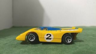 Vintage Yellow Aurora Afx Tomy 2 Porsche 917 1:64 Scale Slot Car W/ss Chassis