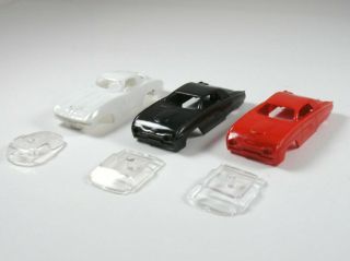 3 American Line Vette,  Thunderbird T - Jet Ho Slot Car Bodies With Glass