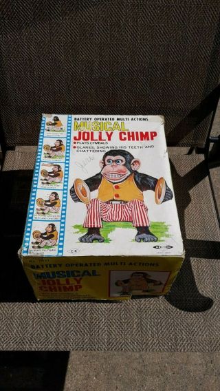 Vintage Daishin Japan Battery Toy Story Monkey Musical Cymbal Jolly Chimp & Box