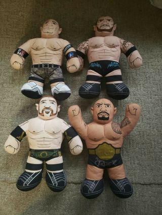 4 Piece Wwe Brawlim Buddies Stuffed Plush John Cena The Rock Sheamus