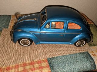 Vintage Rare VW Volkswagen Bug Tin Toy Car Japan TM Modern Toy blue 4